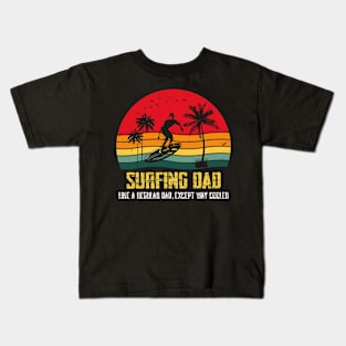 Surfing Dad Retro Surf Board Sunset Kids T-Shirt